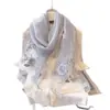 Bufanda de Seda Bordada de Lujo para Mujer, Chal Delgado de Primavera y Otoño, Bufanda Bordada Elegante y de Moda, Estilo Versátil