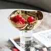 Arte Moderno Lujo Accesible Base Cilíndrica de Cristal Asimétrico Metal Frutero Adornos Modelo Habitación Hotel Accesorios para el Hogar