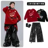 Ropa Hip-Hop para Niños Moda Urbana de Street Dance Outfit Traje Rojo con Llamas para Niños Atuendo de Presentación Fresco y Elegante para Niños Hip-Hop