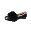 Zapatos Peludos Versátiles para Mujer, Nuevo Estilo Invierno 2026, Mocasines Planos sin Cordones con Forro de Felpa Añadido para Uso en Exteriores