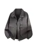 Jaqueta de couro retro americana para homens, primavera e outono, corte casual solto, gola de lapela, casaco oversized de couro PU, alta qualidade, transfronteiriço