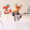 Decoración de escena de tarjeta de bandera para pastel de serie de animales del bosque