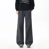Calça Jeans Casual de Algodão com Barra Reta Nova Coleção Primavera Feminina Versátil Elástico Cintura Alta Emagrecimento Perna Larga Longa 19382 Preto