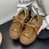 Zapatos de Plataforma con Suela Gruesa de Cuero Genuino para Aumentar la Altura para Mujer 2026 Otoño/Invierno Nuevos Zapatos Deportivos Casuales Zapatos para Niños Zapatos de Algodón Calientes con Pelusa