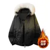 Parka con capucha para hombre con cuello grande de pelo, moderna, casual, versátil, acolchada y engrosada, adecuada para parejas, chaqueta de algodón cálida
