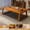Conjunto de Mesa de Chá e Cadeiras de Madeira Maciça, Uma Mesa e Cinco Cadeiras, Nova Mesa de Chá Pequena Estilo Chinês para Escritório Doméstico, Mesa de Chá Grande para Varanda