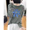 Camiseta feminina de manga longa 100% algodão, design exclusivo de alta qualidade, color block, listrada estilosa, ombro reto, nova coleção outono 2026