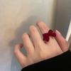 Anillo Ovalado Abierto de Oso de Terciopelo Estilo Pareja 2026 Nuevo Diseño de Dibujos Animados de Nicho Anillo Ajustable