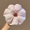 Scrunchie rosa de lunares estilo coreano súper lindo, simple y versátil, tamaño grande para recoger el cabello en un moño, liga para el cabello, accesorio para el cabello