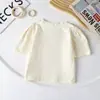 Blusa de Verão Fina para Meninas Camiseta de Manga Curta para Bebês e Meninas Estilo Coreano Estampada com Desenhos Gola Redonda Camiseta Básica 3
