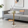 Mesa de centro de acrílico de lujo ligera para apartamento pequeño, transparente, sencilla, para sala de estar, sofá, mesa auxiliar, mesa redonda, diseño de modelo, muebles de habitación