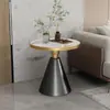 Mesa de Café Pequeña Nórdica de Lujo Ligero, Mesa Lateral para Sofá, Mesa de Esquina para Sala de Estar del Hogar, Mesa Redonda Pequeña Moderna Minimalista de Pizarra y Mármol