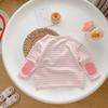 Camiseta Base de Color Caramelo para Niños Otoño 2024 Estilo Coreano Patchwork Rayada de Manga Larga Camiseta Base para Bebé Niños Pequeños