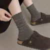 Calcetines Sueltos con Patrón Oscuro Estilo Japonés de Algodón Peinado para Otoño e Invierno con Zapatos Birkenstock Calcetines de Algodón con Borde Fruncido para Mujer Calcetines Anti-Pilling Amigables con la Piel de Media Pantorrilla