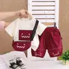 Novo Estilo Moda Verão Infantil Meninos Tendência Rua Quadrado Emoji Manga Curta Conjunto de Duas Peças Conjunto de Roupa de Verão para Meninos de Comércio Exterior
