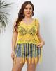 Camisa de mujer de talla grande transfronteriza Europa y Estados Unidos blusa de playa chaleco con costuras de borlas huecas top sexy de perspectiva 200317