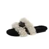 Zapatillas planas de moda estilo Chanel para mujer, nueva colección otoño/invierno 2026, para interior/exterior, mullidas y cálidas, con diseño de una sola tira y forro de felpa