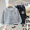 Jaqueta de Baseball de Tricô para Meninos 2026 Primavera Outono Novo Moletom Roupas de Outono para Exterior Infantil Menino Bebê Top Tendência