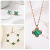 Collar de trébol de acero de titanio, aretes de botón, pulsera, madreperla, juego de trébol, color inalterable, elegante, joyería de alta gama