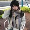 Bufanda a Cuadros Atmosférica JK para Mujer, Otoño e Invierno Engrosada Cálida Versátil Estilo Coreano Estudiante Subcultura Calentador de Cuello para Pareja