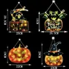 Decoração de Festa de Halloween Placa de Luz LED Abóbora Morcego Pendurado na Porta Festival dos Fantasmas Arranjo de Cena Pingente Pendurado Luz de Ambiente