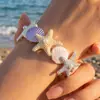 Pulseira de verão fofa transfronteiriça para férias na ilha e na praia, estilo estrela-do-mar e concha, pulseira de pulso da moda, doce, requintada, estilo dopamina