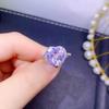 Zircón púrpura claro de alta gama, celebridad de internet, en vivo, superventas, nuevo, imitación amatista natural, anillo de apertura de amor con diamantes completos para mujer