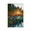 Lago Nórdico de Otoño Paisaje Natural Atardecer Bosque Decoración para Sala de Estar Dormitorio Hogar Pintura Colgante Póster de Núcleo sin Marco