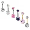 Anel de Umbigo de Liga de Titânio F136 Três Garras Zircônia Redonda Haste com Rosca Interna G23 Titânio Prego de Umbigo Body Piercing Joia de Umbigo