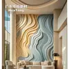 Panel de pared con relieve de onda de agua fluida bicolor GRG para sala de estar de villa con techo alto, panel de pared de fondo artístico curvo degradado, personalización