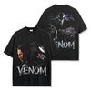 Camiseta de manga corta con estampado VENOM retro americano transfronterizo, camiseta de manga larga lavada, sudadera holgada con capucha al por mayor, moda para hombre