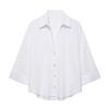 Exportación Transfronteriza Ropa de Mujer 2025 Verano Estilo Europeo y Americano Solapa Manga Larga Color Puro Suelto Manga Ancha Camisa Tops para Mujer A67928