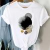 Atacado estação independente primavera e verão figura geométrica tamanho grande feminino retro desenho animado letras branco top camiseta feminina