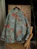 Jaqueta Curta de Ramie Grossa Estampada Estilo Inverno com Gola Alta, Novo Estilo Chinês com Fechamento por Botão, Casaco Acolchoado de Algodão, Roupa de Chá 069024, Esgotado, Sem Reposição