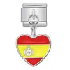 Colgante de Bandera en Forma de Corazón Pulsera Módulo Italiano Gancho Único Empalme Elástico DIY Cadena de Correa de Reloj de Acero Inoxidable