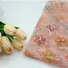 Tecido Bordado Lantejoula Flor Dupla Malha de Lantejoulas Tecido Bordado Vestido Hanfu Cheongsam