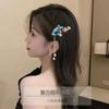 Grampo de Cabelo Hanfu Antigo Formato de Leque Pintura a Óleo Clipe Lateral Temperamento Grampo de Cabelo Cheongsam Versátil para Caminhar Acessórios de Cabelo com Franja Clipe para Franja