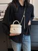 Bolso plateado para mujer, nueva moda 2024, con bordado de diamantes, pequeño bolso cuadrado de hombro, mini bolso bandolera con cadena.