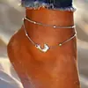 Tobillera de Playa para Mujer Colgante de Mariposa Delfín Cadena de Hueso de Serpiente Cadena de Perlas de Arroz Cadena de Pedrería Cadena de Cuentas con Clip Venta al por Mayor Mujer Anhui