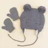 Conjunto de Gorro de Punto y Guantes para Niños de 1 a 3 Años Otoño Invierno Cálido con Plus de Terciopelo Protección para Orejas Gorro de Lana para Bebés Niñas