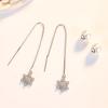 Estilo Coreano Distintivo Pendientes Largos de Borla Plateados Moda para Mujer Perla Imitación Pin para Oreja Elegante Línea de Oreja Copo de Nieve Joyería para Oreja