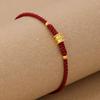 Pulsera Dorada Antigua Chapada en Cobre con Pequeño Hombre en la Cintura, Cuentas de Transferencia, Cuerda Roja Tejida a Mano, Nueva Joyería para Novia