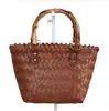Bolsa Tejida Estilo Ratán Hecha a Mano de Gatito Celebridad de Internet, Bolso de Mano con Asa de Bambú, Regalo Souvenir, Bolso de Boda Tejido Diagonal, Bolsa de Regalo