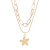 Colar de corrente dupla camada de concha de estrela do mar de verão europeu e americano, pingente animal, design estilo oceano, colar à beira-mar