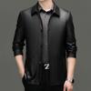 Chaqueta de Cuero para Hombre Otoño 2024 Casual Color Sólido Solapa Botón Versátil Top para Hombre de Negocios Business Casual