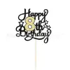 Tarjeta de Enchufe para Decoración de Pasteles Digitales Inglesa Transfronteriza Más Vendida Tema de Cumpleaños Tarjeta de Enchufe para Decoración de Pasteles de Doble Capa Dorada y Negra