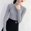 Suéter Suéter de Cuello Medio Alto para Mujer Otoño e Invierno Nuevo Ropa para Mujer Adelgazante Elegante Capa Interior Base de Punto para Mujer Negro