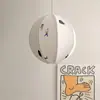 Lámpara de Techo de Tela para Habitación Infantil Lino de Algodón Pantalla Bordada Personalidad Creativa Arte Bola de Dibujos Animados Lámpara para Habitación de Niños y Niñas