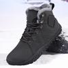 Sapatos Masculinos de Inverno de Cano Médio Tamanho Grande Transfronteiriços Mais Veludo Biqueira Larga Planta Larga Botas de Neve Sapatos de Casal Antiderrapantes Quentes para Exterior de Algodão