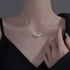 Colar de Prata Esterlina S925 com Pérola e Pedra da Lua para Mulheres, Design de Nicho, Moderno e Elegante, Não Desbota, Acessório de Corrente de Clavícula Empilhável